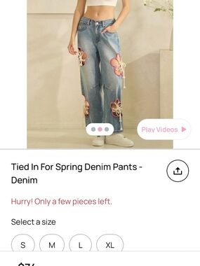 Oli & Hali Light Blue Denim Straight-Leg Jeans with Pink Floral Cutouts